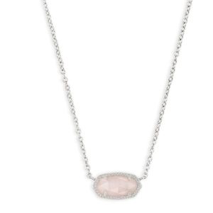 Elisa Silver Pendant Necklace In Rose Quartz